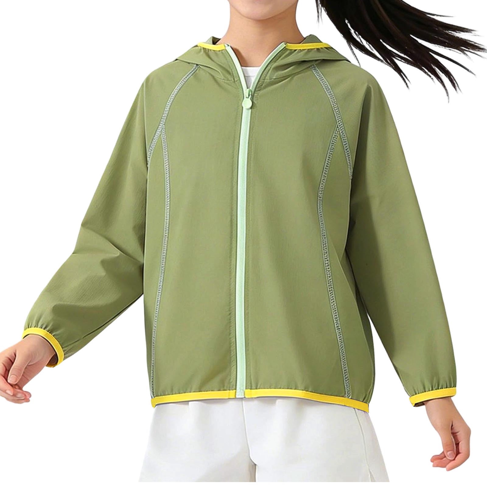 Eltusu Girls Sun Protection Jackets, Hooded Zipper Casual Long Sleeve ...
