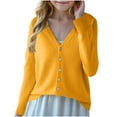 thumbnail image 1 of Eltusu Girls Sweaters Cardigans, Button V-Neck Long Sleeve Casual Fall Cardigans Yellow Size 10-11 T, 1 of 2