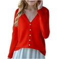 thumbnail image 1 of Eltusu Girls Sweaters Cardigans, Casual V-Neck Long Sleeve Button Fall Cardigans Red Size 14-15 T, 1 of 2