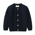 thumbnail image 1 of Eltusu Girls Sweaters Cardigans, Crew Neck Long Sleeve Thermal Casual Knit Cardigans Blue Size 9-10 T, 1 of 2