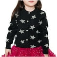 thumbnail image 1 of Eltusu Girls Sweaters Cardigans, Thermal Long Sleeve Graphic Crew Neck Knit Cardigans Black Size 6-7 T, 1 of 3