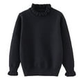 thumbnail image 1 of Eltusu Girls Sweaters, Long Sleeve Knitting Cotton Warm Solid Color Winter Tops Black Size 5-6 T, 1 of 3