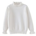 thumbnail image 1 of Eltusu Girls Sweaters, Warm Solid Color Long Sleeve Knitting Cotton Winter Tops White Size 5-6 T, 1 of 3