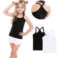 thumbnail image 1 of Eltusu Girls Tank Tops, Basic Cotton Crewneck 2 Pieces Sleeveless Shirts Black Size 10-11 T, 1 of 7