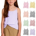 thumbnail image 1 of Eltusu Girls Tank Tops, Breathable Summer Crewneck Striped Sleeveless T-Shirts Purple Size 6 T, 1 of 8