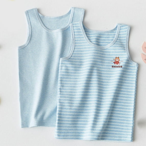 Eltusu Girls Tank Tops, Casual 2 Pieces Crewneck Printed Sleeveless Shirts Light Blue Size 11 T