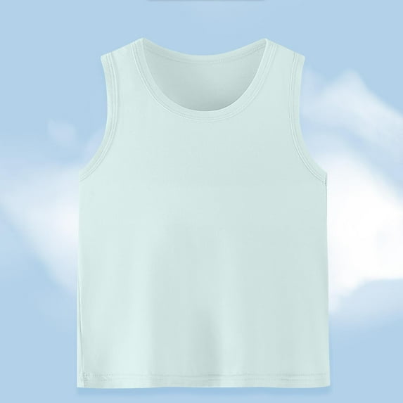 Eltusu Girls Tank Tops, Crewneck Summer Basic Casual Sleeveless Shirts Green Size 14-15 T