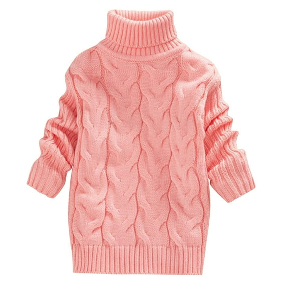 Eltusu Girls Turtleneck Sweaters, Casual Pullover Soft Thermal Winter Tops Pink Size 8 T