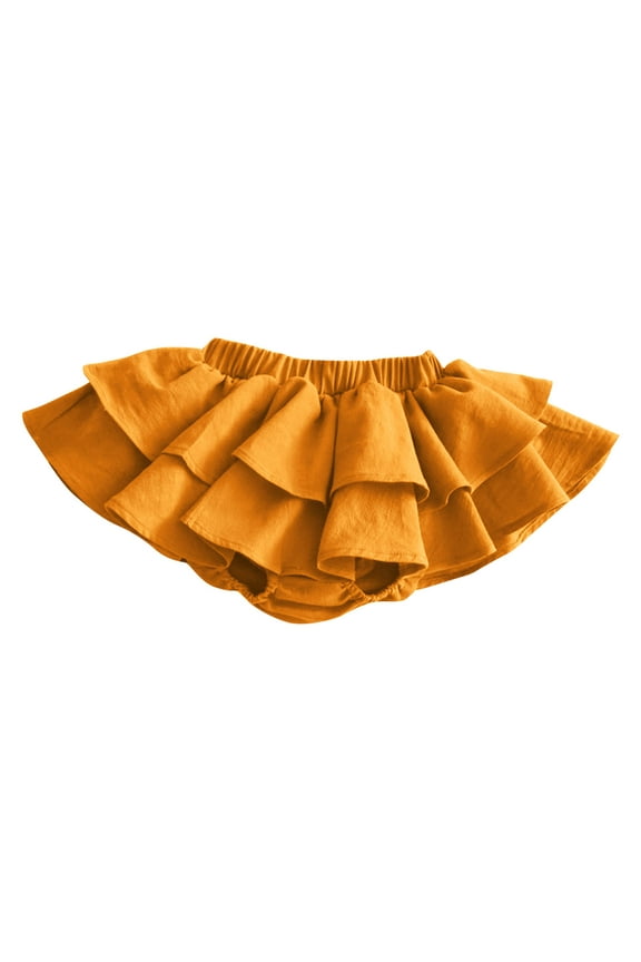 Girls Tutu Skirts, Elastic Waist Cotton Dancewear Casual Summer Skirts Yellow Size 2-3 T