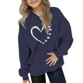 thumbnail image 1 of Eltusu Girls Valentine's Day Hoodies, Heart Graphic Casual Pullover Loose Fit Long Sleeve Sweatshirts Navy Size 5-6 T, 1 of 4