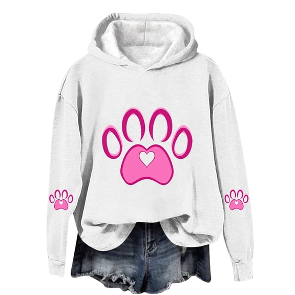 Eltusu Girls Valentine's Day Hoodies, Loose Fit Pullover Graphic Comfort Long Sleeve Sweatshirts White Size 5-6T