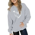 thumbnail image 1 of Eltusu Girls Valentine's Day Hoodies, Loose Fit Pullover Heart Graphic Spring Fall Long Sleeve Sweatshirts Gray Size 9-10 T, 1 of 4