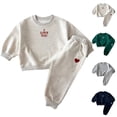 thumbnail image 1 of Eltusu Girls Valentine's Outfit Sets, Elastic Bottom Cotton Long Sleeve Sweatshirts&Sweatpants Sets Beige Size 7-8 T, 1 of 5