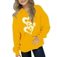 thumbnail image 1 of Eltusu Girls Valentines Hoodies, Heart Graphic Long Sleeve Fashion Loose Fit Pullover Sweatshirts Yellow Size 5-6 T, 1 of 4