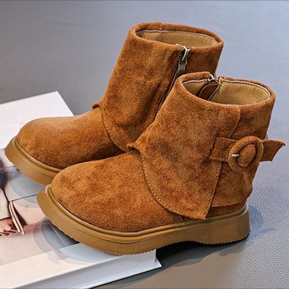 Eltusu Girls Winter Boots, Warm Fashion Breathable No Slip Kids Shoes Yellow Size 13(Little Kids)