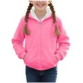 thumbnail image 1 of Eltusu Girls Winter Hoodies, Long Sleeve Solid Color Full Zip Thermal Girls Outerwears Hot Pink Size 2-15 T, 1 of 6
