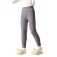 thumbnail image 1 of Eltusu Girls Winter Leggings, Elastic Waist Warm Solid Color Stretch Tight Pants Purple Size 7-8 T, 1 of 4