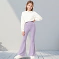 thumbnail image 1 of Eltusu Girls Winter Leggings, Stretch Thermal Casual Elastic Waist Flare Pants Purple Size 10-11 T, 1 of 7