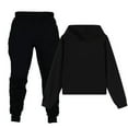 thumbnail image 1 of Eltusu Girls Winter Outfit Sets, Elastic Waist Long Sleeve Cotton Solid Color Hoodies and Sweatpants Sets Black Size 3-4 T, 1 of 5
