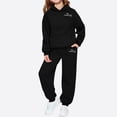 thumbnail image 1 of Eltusu Girls Winter Outfit Sets, Thermal Elastic Waist Athletic Long Sleeve Hoodies and Sweatpants Sets Black Size 10-11T, 1 of 3