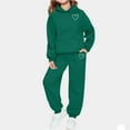 thumbnail image 1 of Eltusu Girls Winter Outfit Sets, Thermal Soft Long Sleeve Elastic Waist Hoodies and Sweatpants Sets Green Size 10-11T, 1 of 3