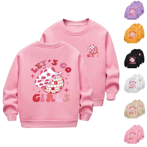 Eltusu Girls Winter Sweatshirts, Thermal Long Sleeve Soft Comfy Pullover Tops Pink Size 2-12 T