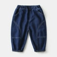 thumbnail image 1 of Eltusu Jeans for Boys, Elastic Bottom Fashion Looose Elastic Waist Denim Pants Dark Blue Size 7 T, 1 of 8