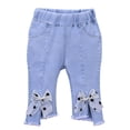 thumbnail image 1 of Eltusu Jeans for Girls, Elastic Waist Spring Fall Flare Legs Fashion Denim Pants Light Blue Size 1-2 T, 1 of 6