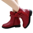 thumbnail image 1 of Eltusu Little Girls Booties, Thermal No Slip Plateform Waterproof Winter Boots Wine Size 13.5(Little Kids), 1 of 6