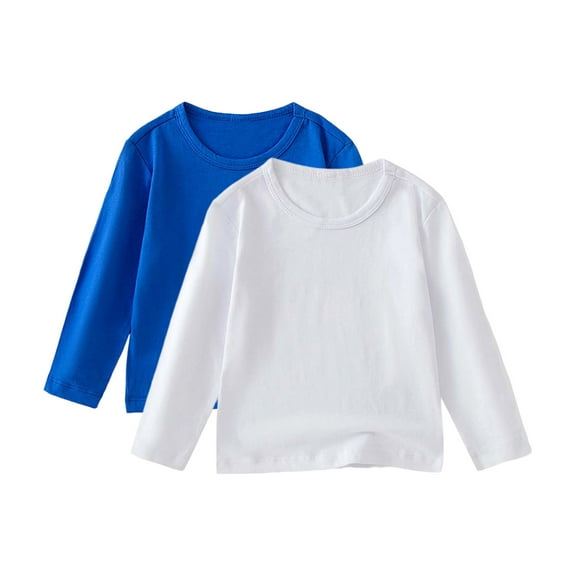 Eltusu Long Sleeve Tops for Baby Boys, Cotton Crewneck Spring Fall 2 Pieces Spring Fall Blouses Blue Size 12-24 Months