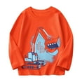 thumbnail image 1 of Eltusu Long Sleeve Tops for Boys, Cotton Pullover Loose Crew Neck Graphic Tees Orange Size 5-6 T, 1 of 2
