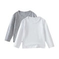thumbnail image 1 of Eltusu Long Sleeve Tops for Toddler Boys, Cotton Solid Color 2 Pieces Crewneck Spring Fall Blouses White Size 3-4 T, 1 of 5