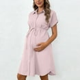 thumbnail image 1 of Eltusu Maternity Dresses for Women, Turn Down Collar Knee Length Casual Short Sleeve Pergancy Clothes Pink Size XL, 1 of 5