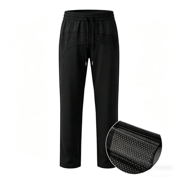 Eltusu Men's Athletic Pants, Elastic Waist Workout Straight Legs Quick Dry Active Pants Black Size 3XL