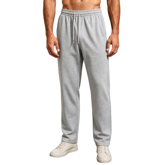 Eltusu Men's Athletic Pants, Gym Workout Elastic Waist Straight Legs Active Pants Gray Size 5XL