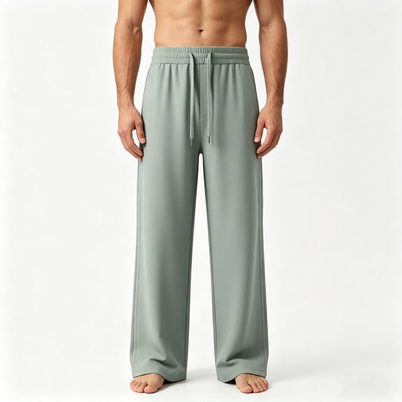 Eltusu Men's Athletic Pants, Workout Elastic Waist Quick Dry Straight Legs Active Pants Green Size L