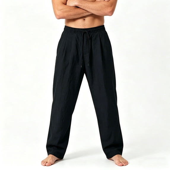 Eltusu Men's Athletic Pants, Workout Quick Dry Elastic Waist Straight Legs Active Pants Black Size 2XL