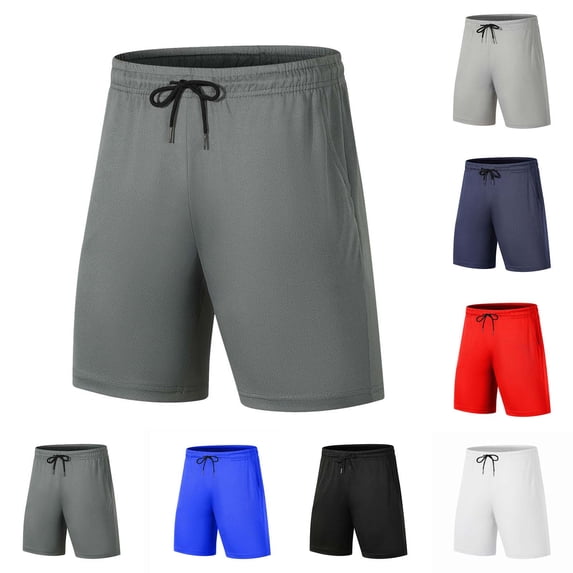 Eltusu Men's Athletic Shorts with Pockets, Knee Length Breathable Relaxed Fit Drawstring Basketball Shorts Dark Gray Size 4XL