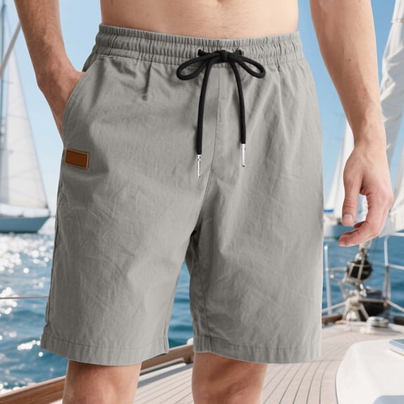Eltusu Men's Athletic Shorts with Pockets, Knee Length Elastic Waist Solid Color Relaxed Fit Basketball Shorts Gray Size 3XL
