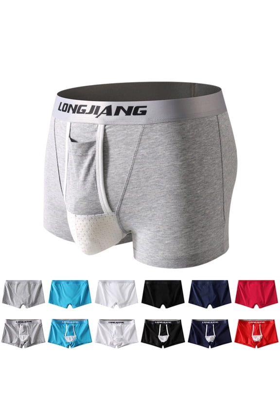 Men's Boxers, Elastic Waistband Stretchy Breathable Casual Men's Underwear Gray Size L