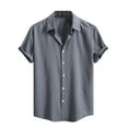 thumbnail image 1 of Eltusu Men's Button up Shirts, Lapel Collar Summer Short Sleeve Stretch Casual Shirts Gray Size L, 1 of 7