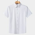 thumbnail image 1 of Eltusu Men's Casual Button Down Shirts, Breathable Short Sleeve Stretch Turn Down Collar Summer Shirts White Size M, 1 of 2