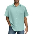 thumbnail image 1 of Eltusu Men's Casual Button Down Shirts, Turn Down Collar Button-Up Short Sleeve Stretch Summer Shirts Mint Green Size S-3XL, 1 of 5