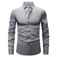 thumbnail image 1 of Eltusu Men's Collar Dress Shirts, Button-Up Stretch Breathable Business Long Sleeve Shirts Gray Size L, 1 of 2