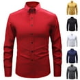 thumbnail image 1 of Eltusu Men's Collar Dress Shirts, Stretch Button-Up Breathable Formal Long Sleeve Shirts Red Size 2XL, 1 of 5