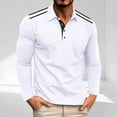 thumbnail image 1 of Eltusu Men's Collared Polo Shirts, Button Casual Sports Pullover Long Sleeve Shirts White Size L, 1 of 7