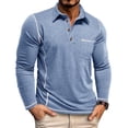 thumbnail image 1 of Eltusu Men's Collared Polo Shirts, Button Soft Pullover Casual Long Sleeve Shirts Light Blue Size 3XL, 1 of 8