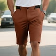 thumbnail image 1 of Eltusu Men's Golf Shorts, Elastic Waisband Knee Length Straight Legs Solid Color Summer Dress Shorts Brown Size L, 1 of 3