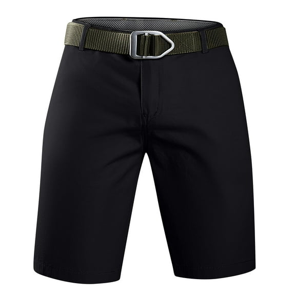Eltusu Men's Golf Shorts, Straight Legs Business Knee Length Flex Waist Summer Dress Shorts Black Size 35