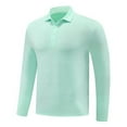 thumbnail image 1 of Eltusu Men's Polo Shirts, Button Pullover Lapel Collar Stretch Long Sleeve Shirts Green Size 2XL, 1 of 4